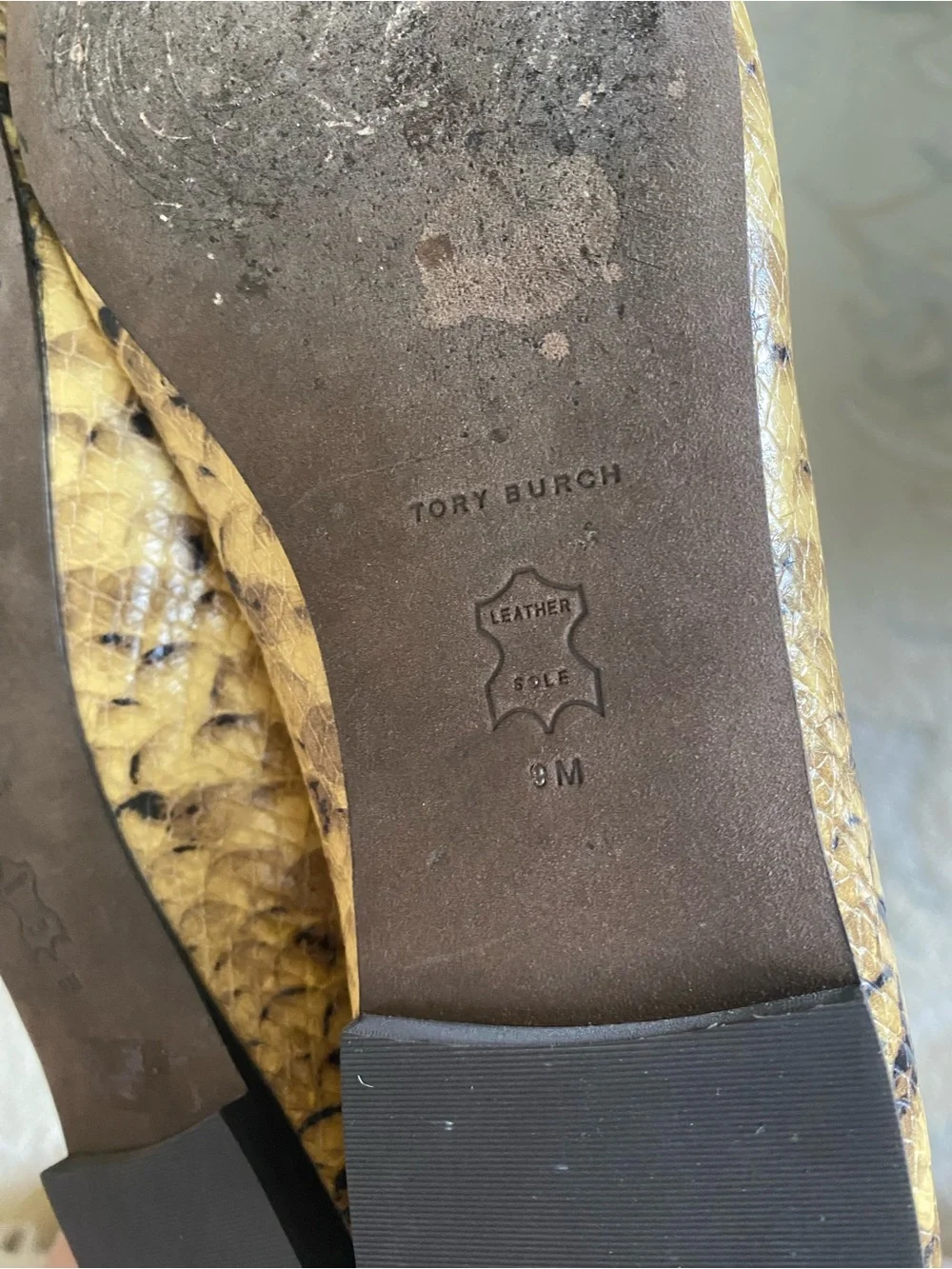 TORY BURCH Georgia Logo Snake Printed Leather Ballet Flats Women’s Size 9